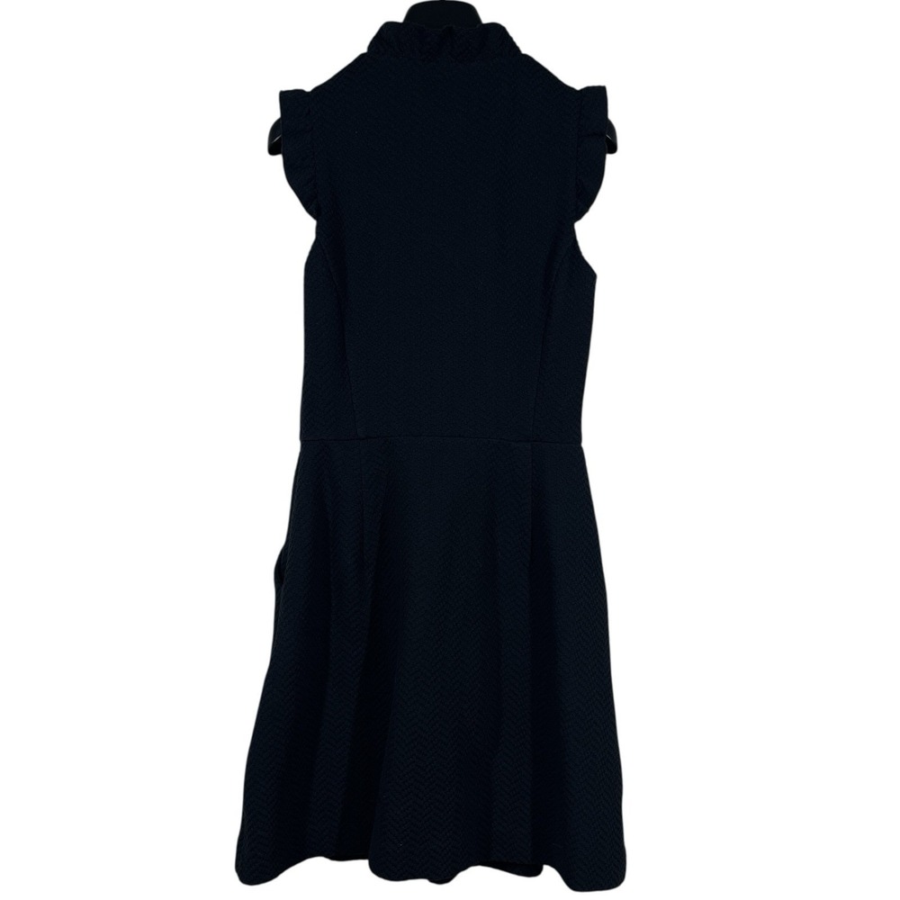 Anthropologie Tabitha‎ Ruffle Dress Womens 2 PETITE Black Textured Pockets LBD - Picture 2 of 6